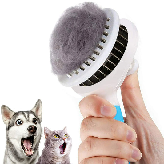 Cat and Dog Brush, Self Cleaning Deshedding Tool for Undercoat, Mats, Knots, Flakes - All Hair Lengths