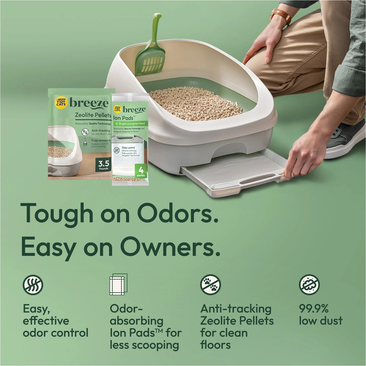 Purina  Breeze Cat Litter System Refill Pack with Ion Cat Litter Pads and Zeolite Pellet Cat Litter