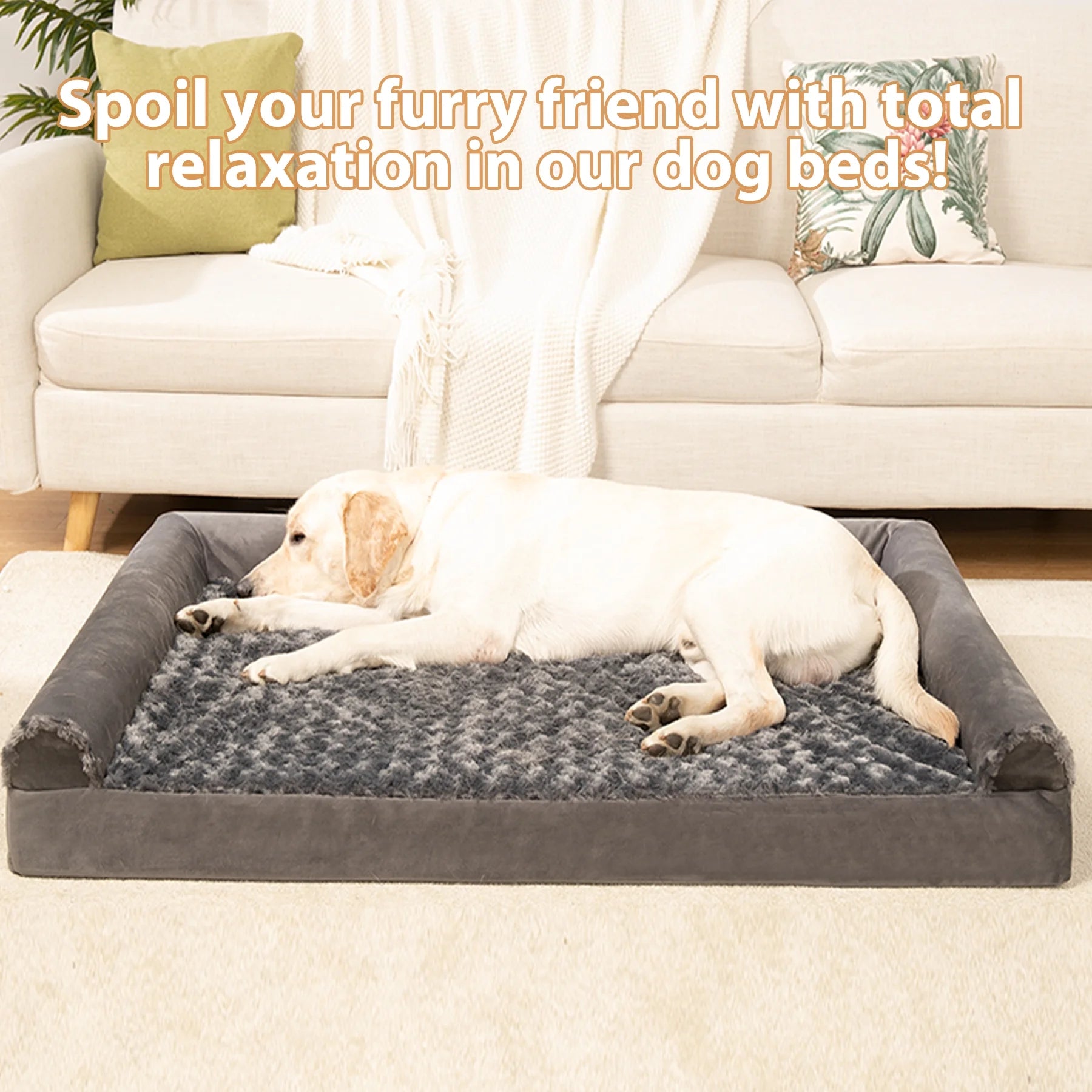 44" Orthopedic Pet Couch for Xxlarge Dogs Waterproof Dog Beds with Memory Foam and Washable Cover